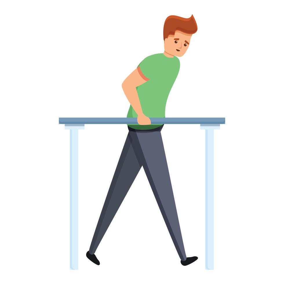 Sportsmen excercise reabilitation icon, cartoon style vector