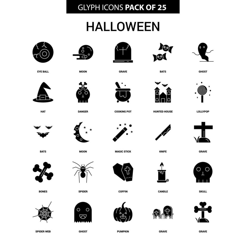 conjunto de iconos de vector de glifo de halloween