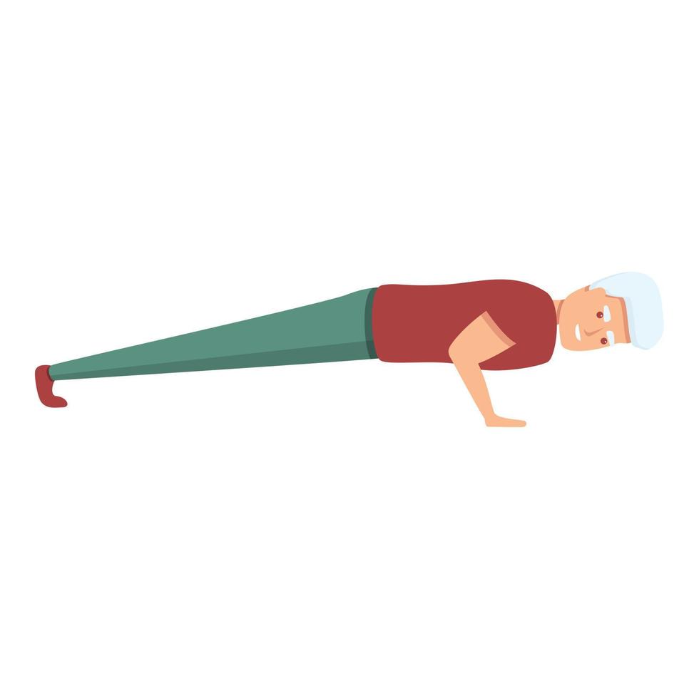 Senior man push up icon, cartoon style vector