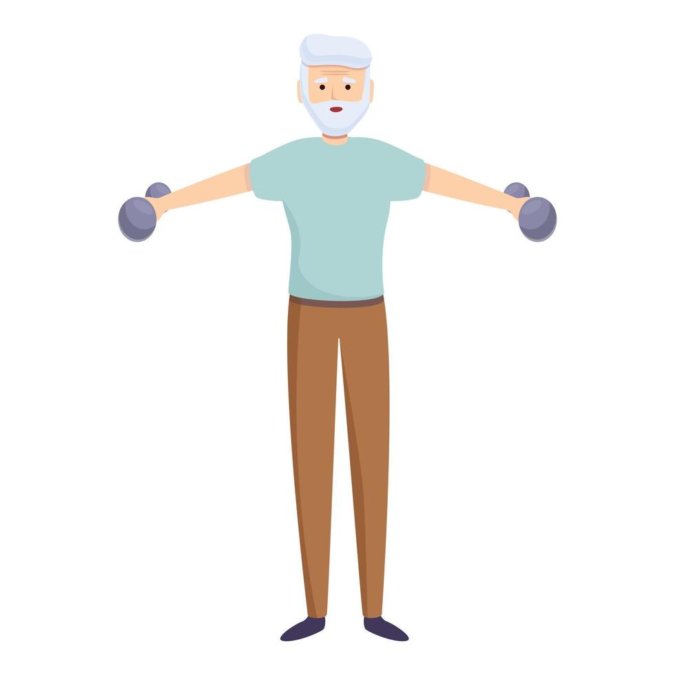 Strong senior workout icon, cartoon style vector