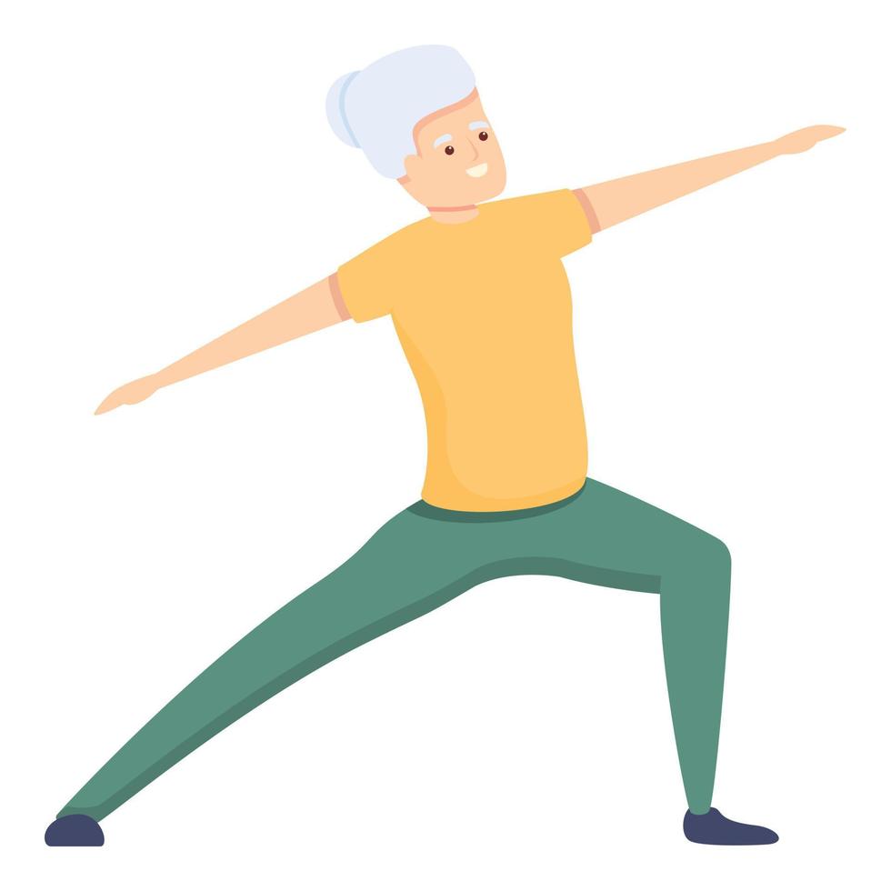 Healthy senior exercise icon, cartoon style vector