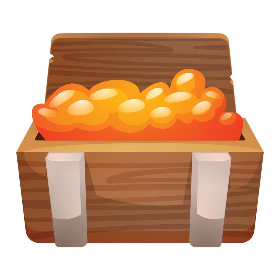 Wood box of gold icon, cartoon style vector