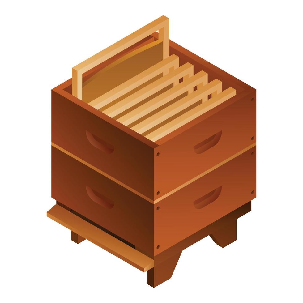 icono de marco de miel de colmena de abeja, estilo isométrico vector