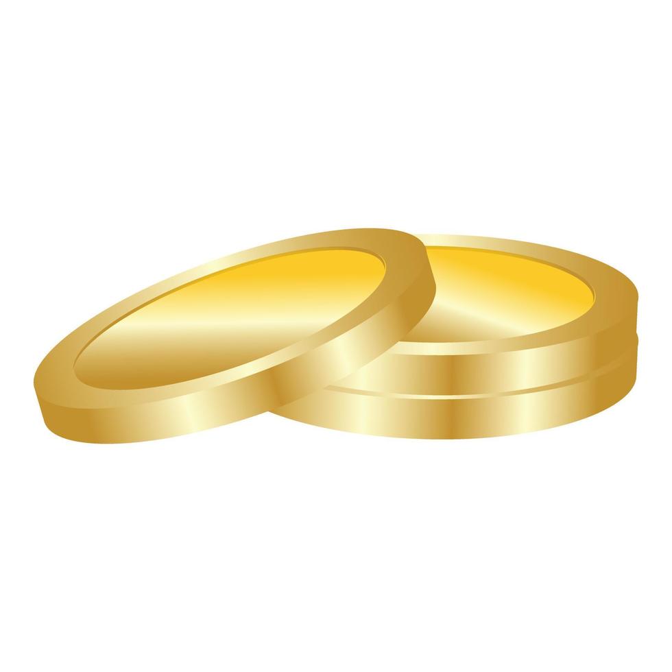 Gold coin icon, realistic style vector