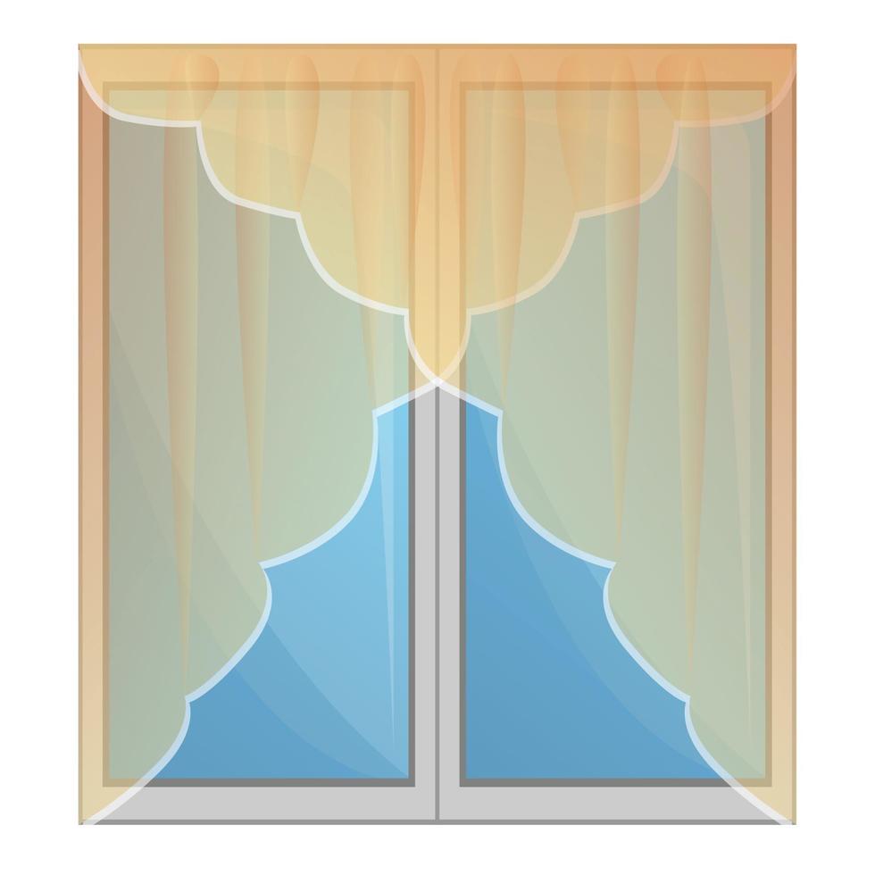 icono de cortinas de ventana transparente, estilo de dibujos animados vector