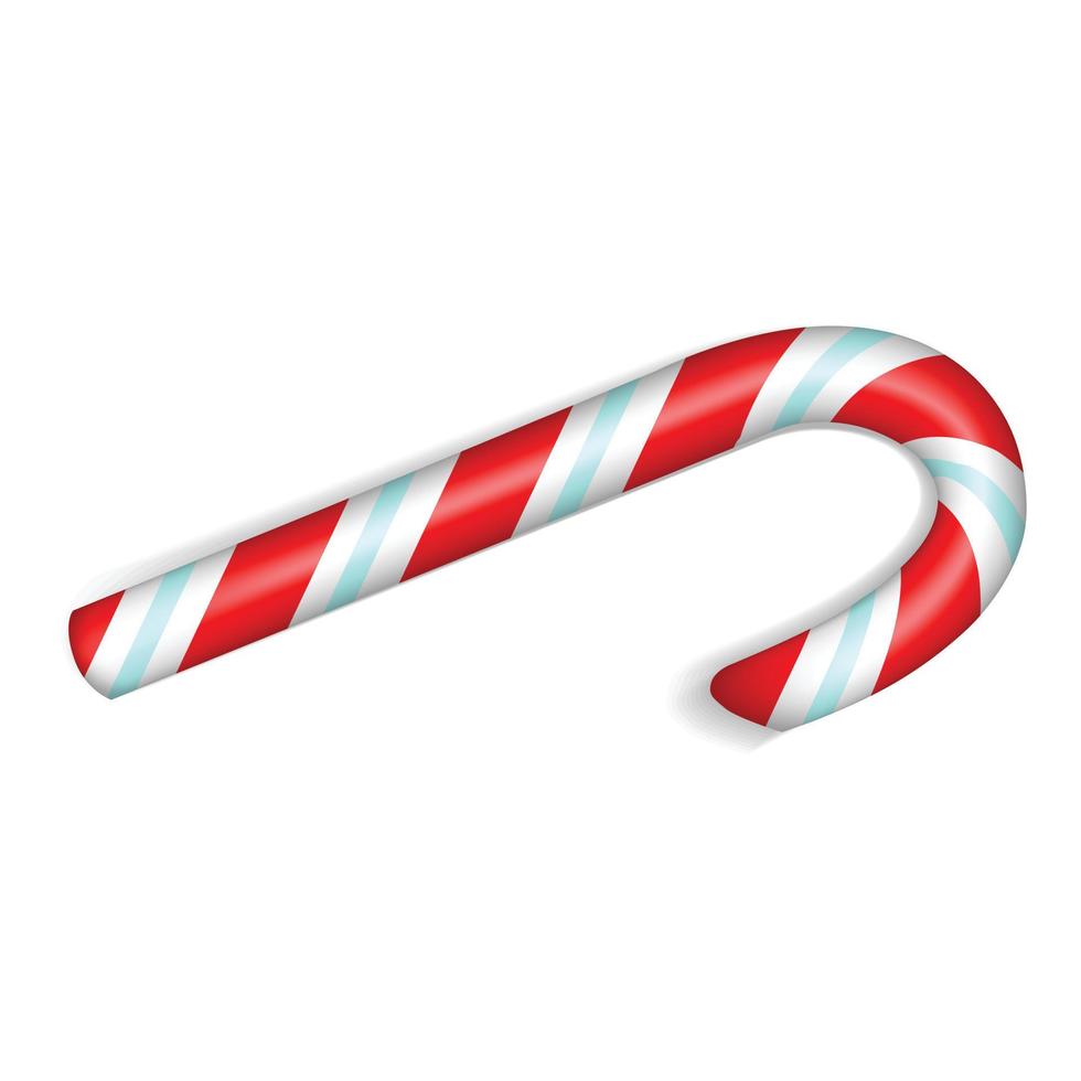 Xmas candy stick icon, realistic style vector