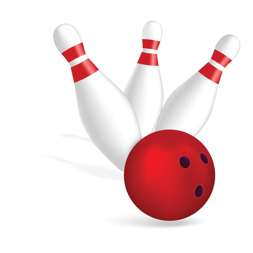 Bowling strike icon, realistic style vector