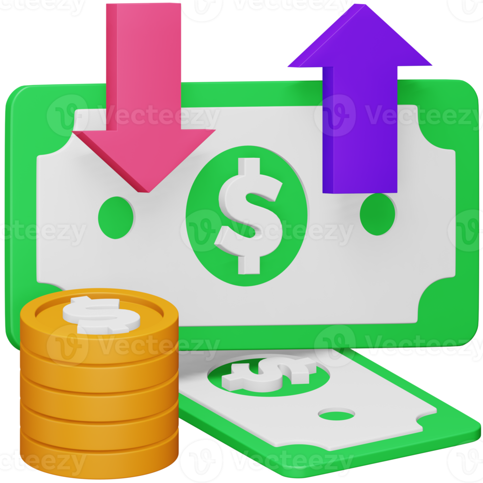 Money trading 3d rendering isometric icon. png