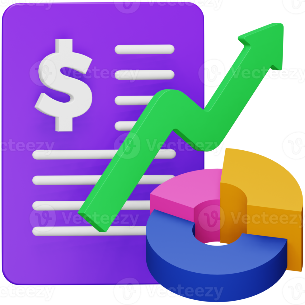 rapport annuel icône isométrique de rendu 3d. png