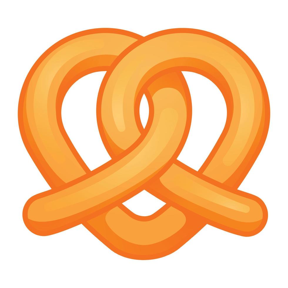 Heart pretzel icon, cartoon style vector