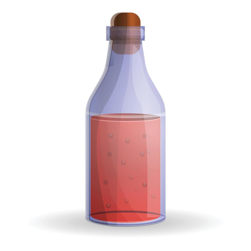 Red potion bottle icon, cartoon style vector