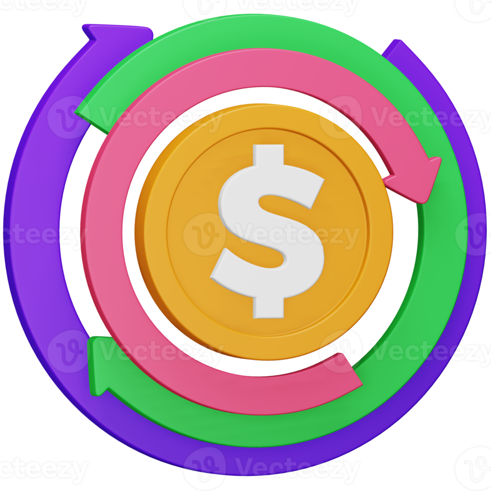 Cash flow 3d rendering isometric icon. png