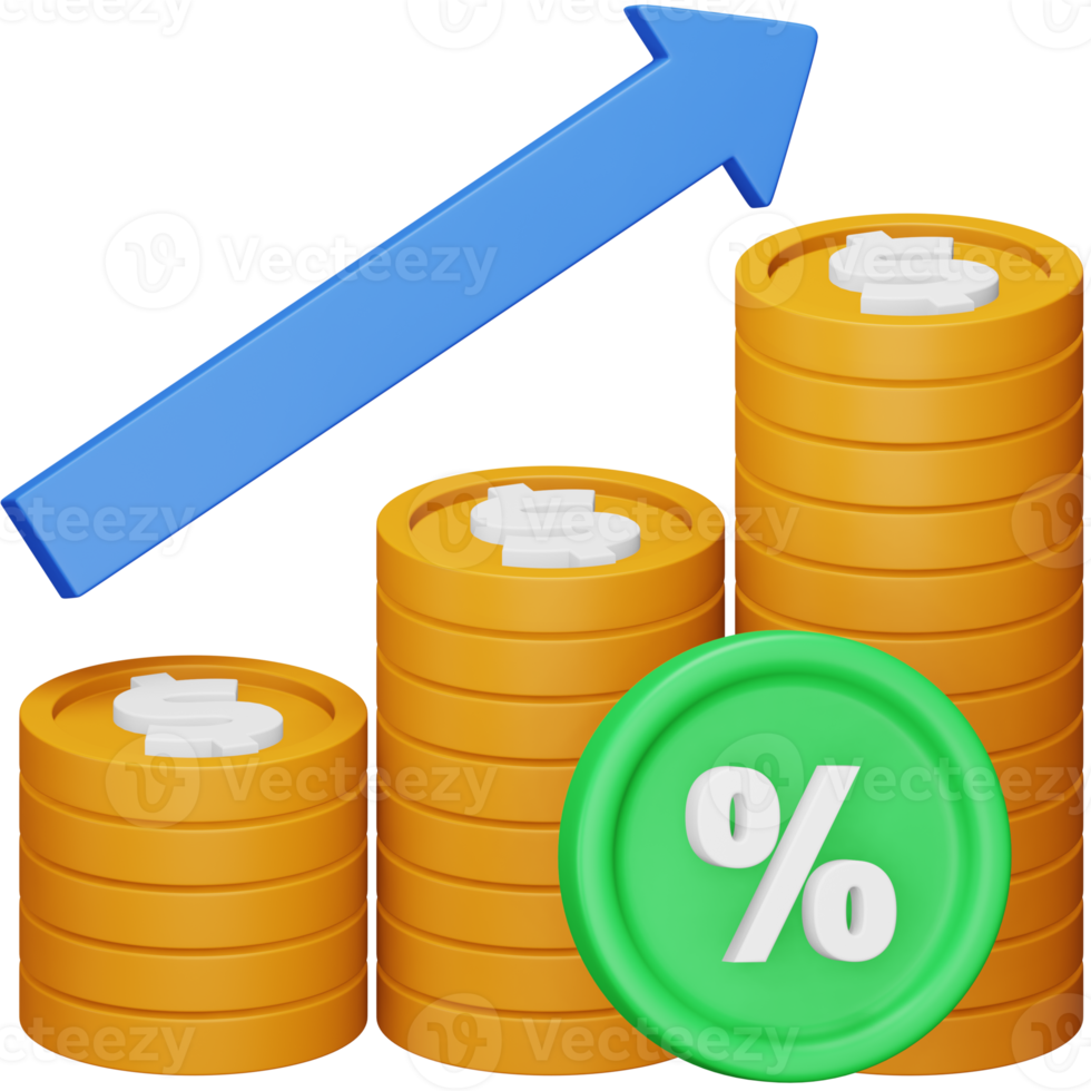 Interest rate 3d rendering isometric icon. png