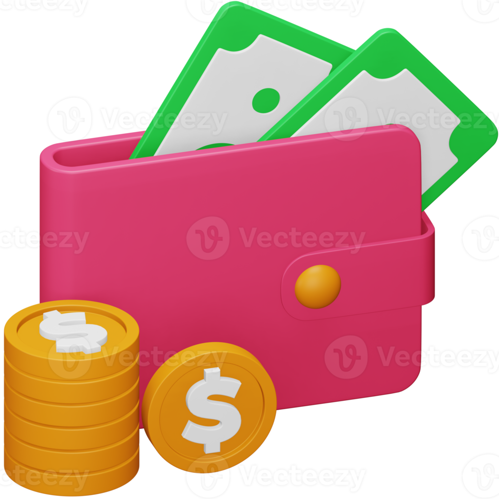 Wallet money 3d rendering isometric icon. png