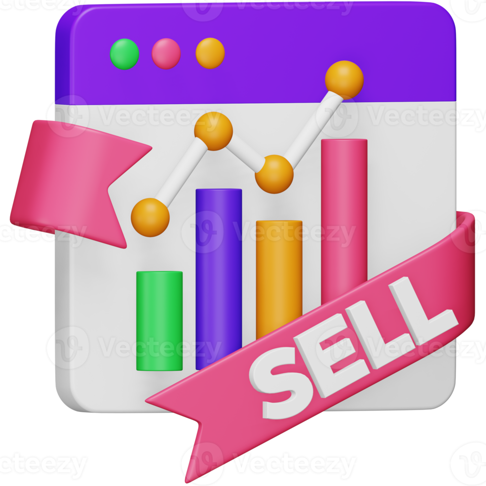 Sell growth 3d rendering isometric icon. png