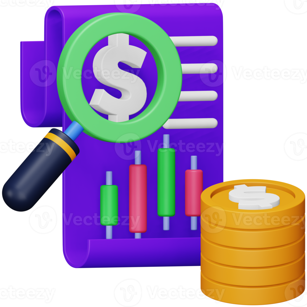 Stock market analysis report 3d rendering isometric icon. png
