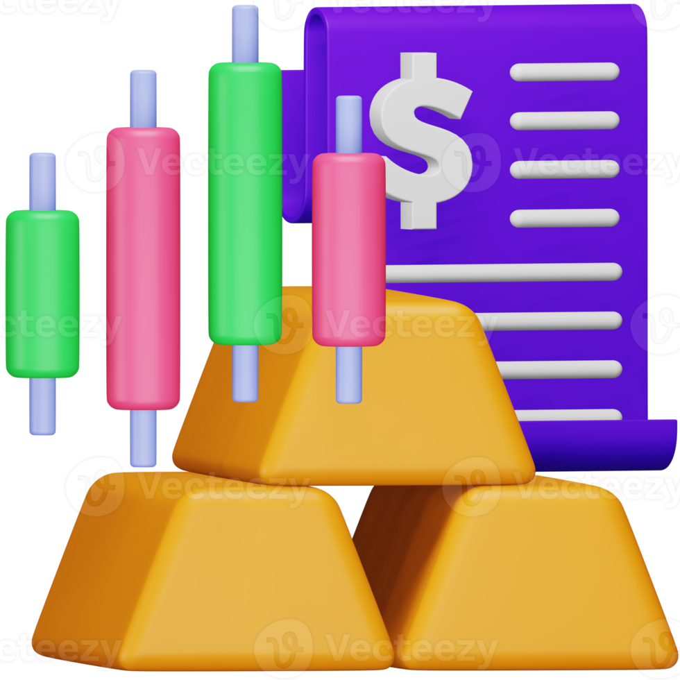 Gold trading 3d rendering isometric icon. png