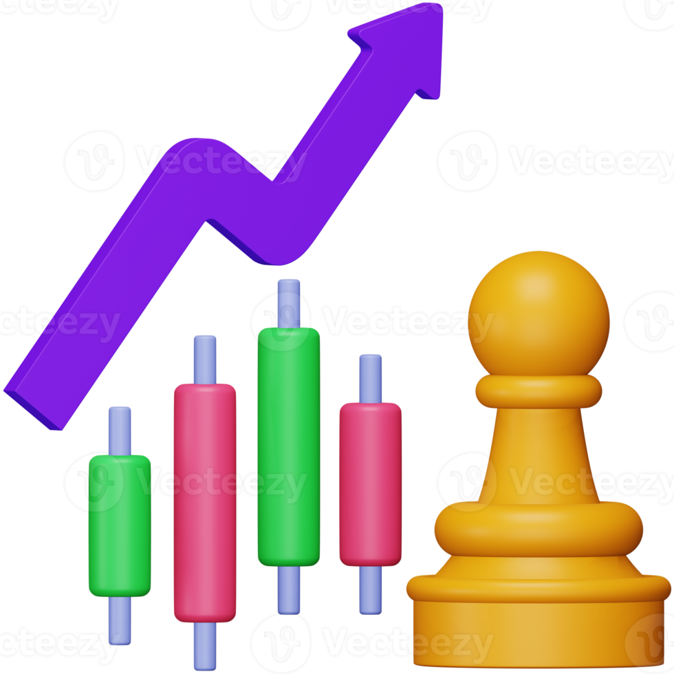 Stock market strategy 3d rendering isometric icon. png