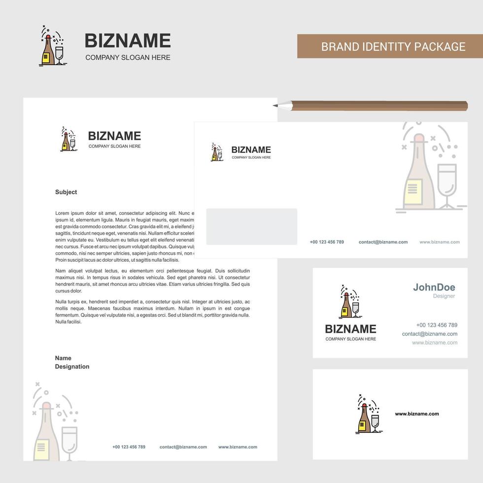 Drinks Business Letterhead Envelope and visiting Card Design vector template