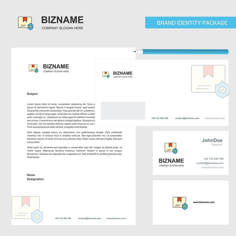 Protected document Business Letterhead Envelope and visiting Card Design vector template