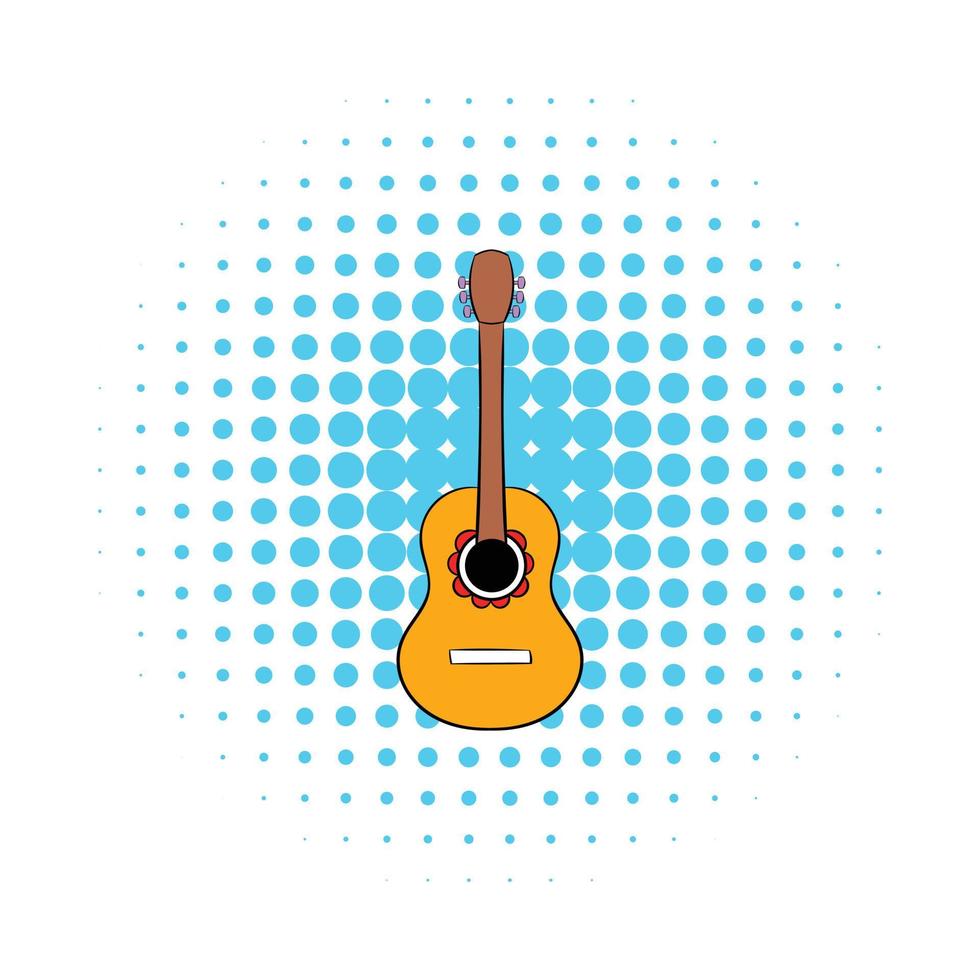 Acoustic guitar icon in comics style vector