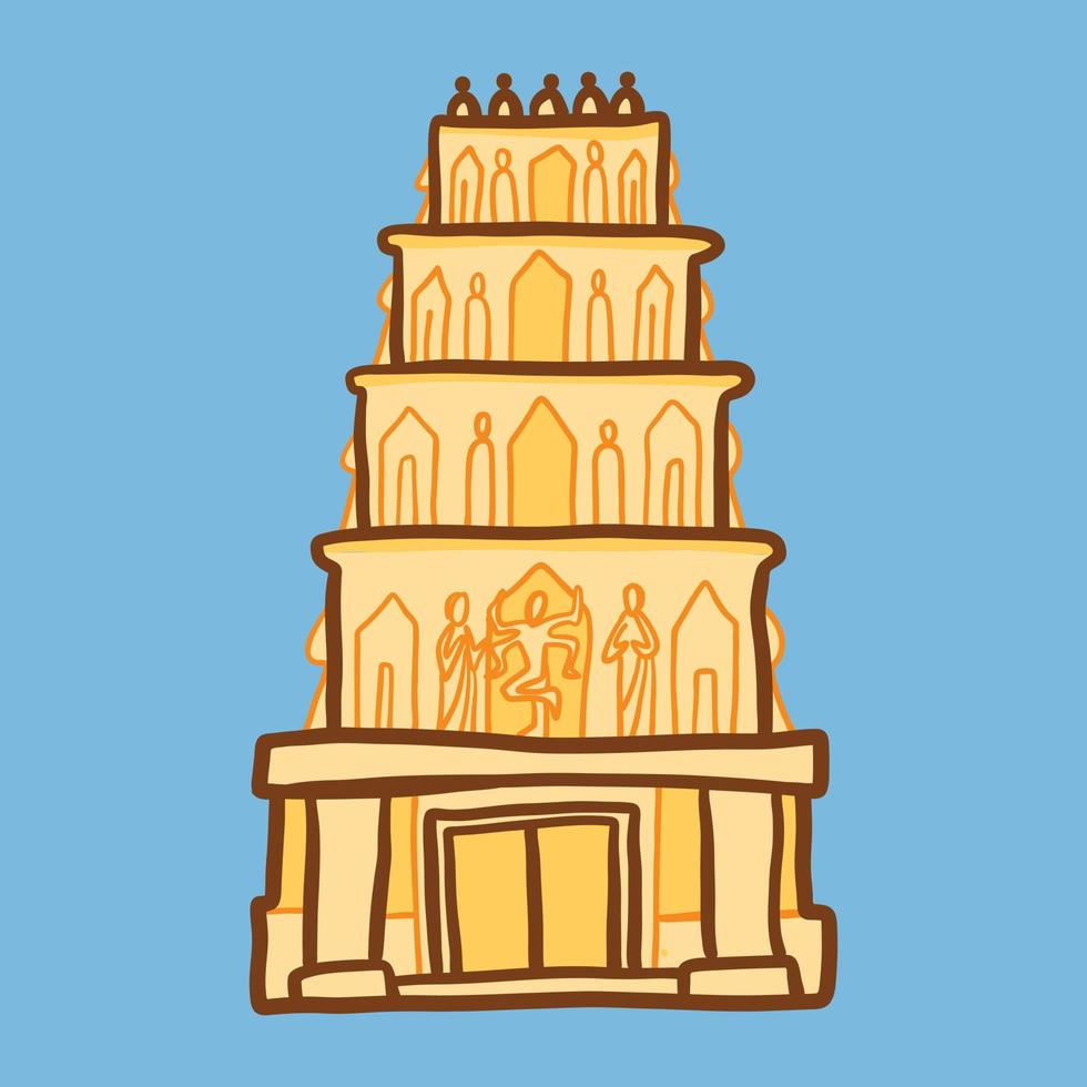 Indian temple icon, hand drawn style vector