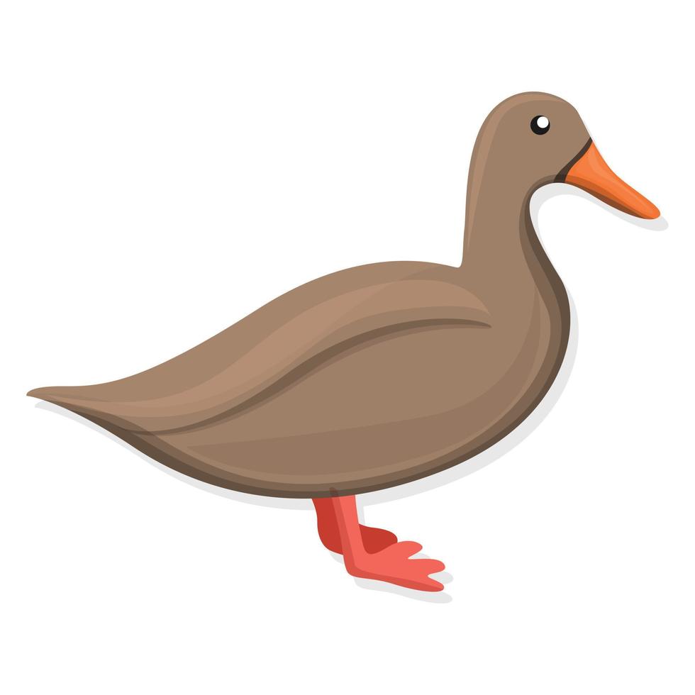 Brown duck icon, cartoon style vector