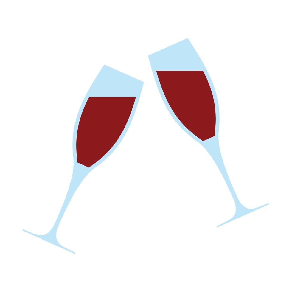 Two glasses flat icon vector