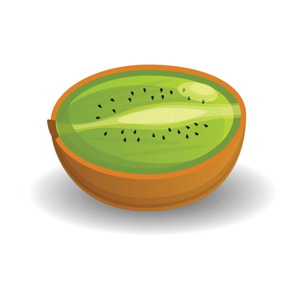 icono de kiwi cortado fresco, estilo de dibujos animados vector