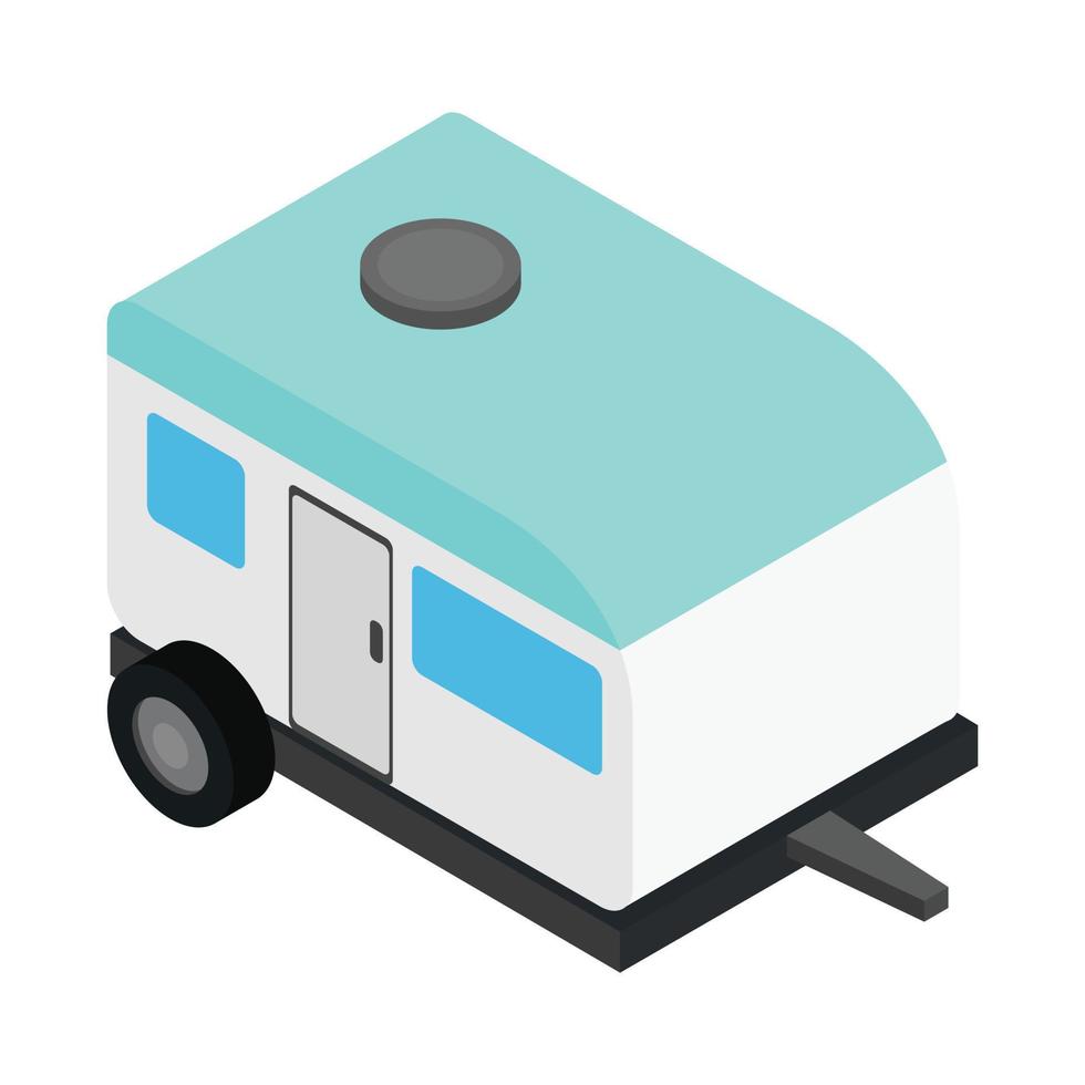 Camping trailer 3d isometric icon vector