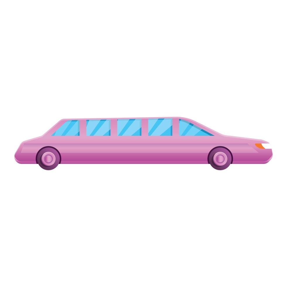 Pink limousine icon, cartoon style vector