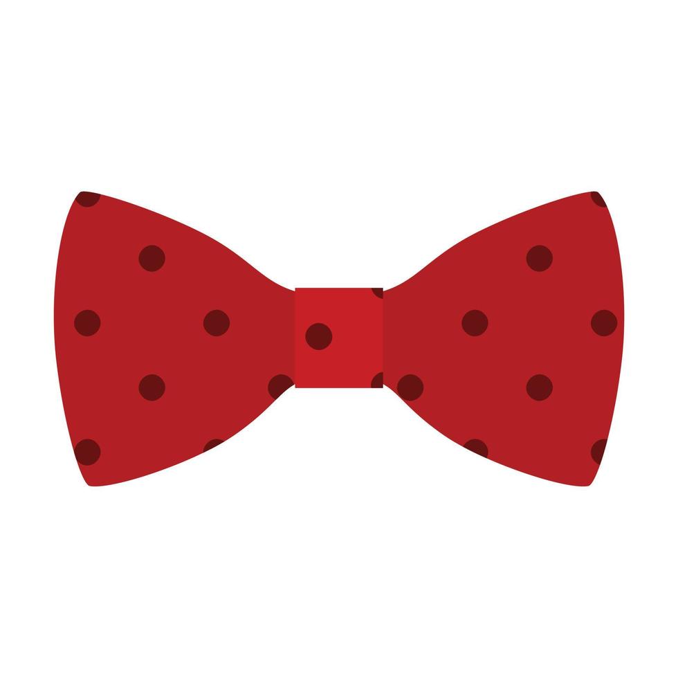 Red dotted bow tie icon, flat style vector