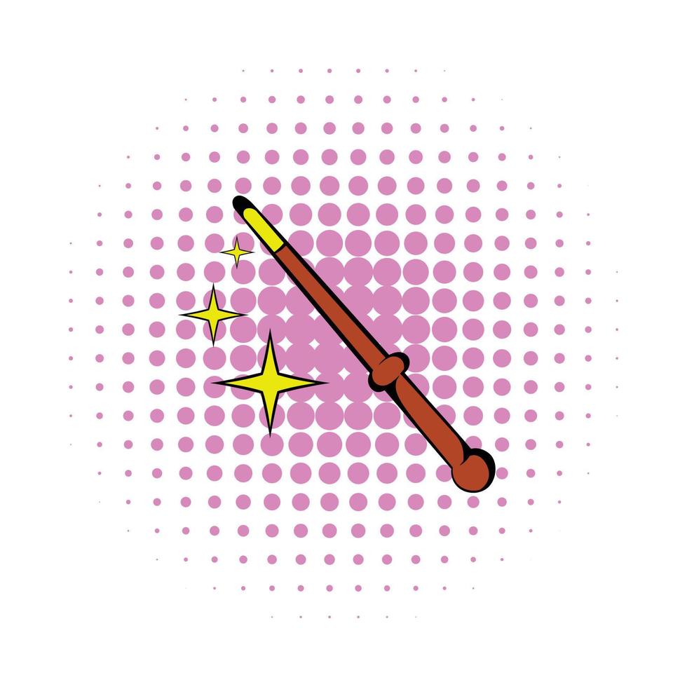Magic wand icon, comics style vector