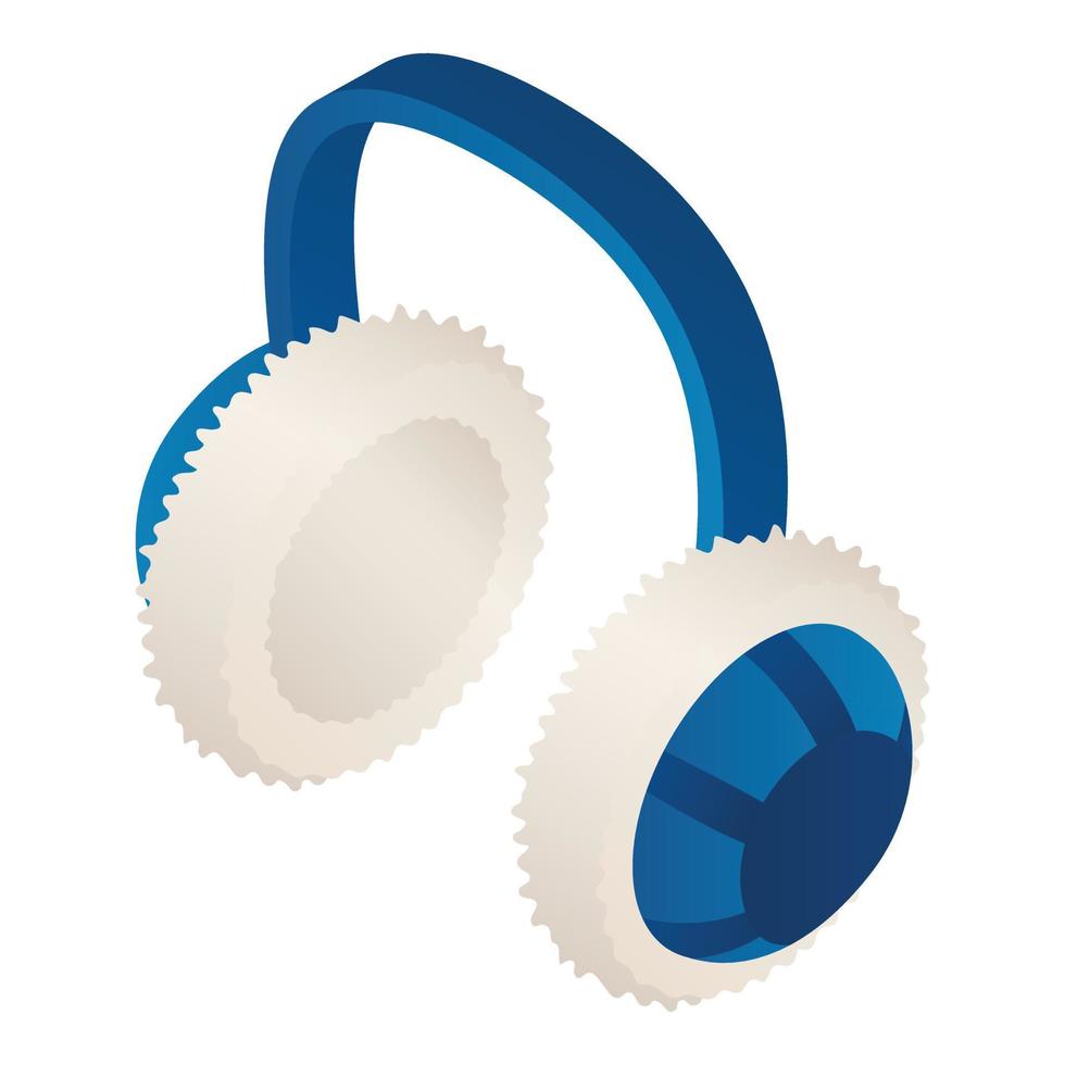 icono de auriculares de invierno, estilo isométrico vector