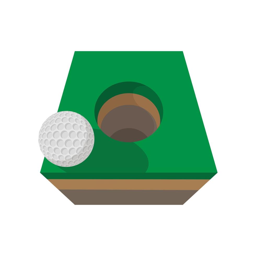 Golf ball on edge of hole cartoon icon vector
