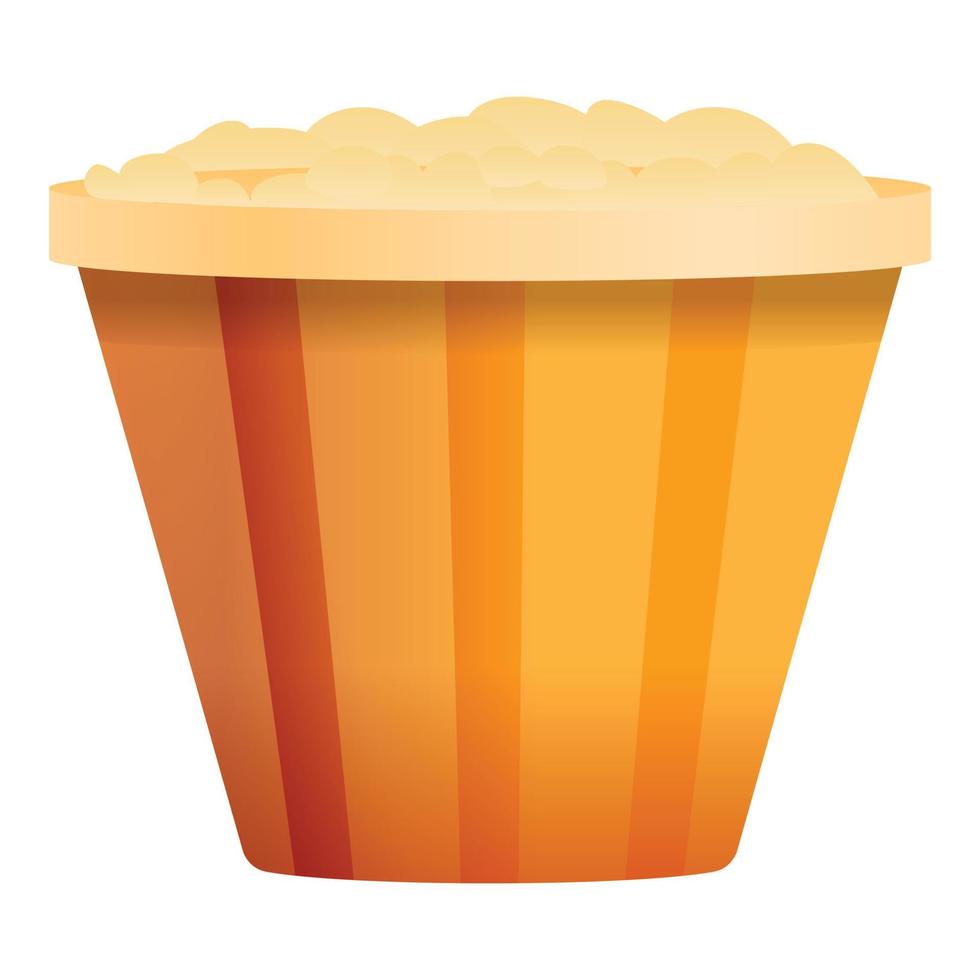 Popcorn basket icon, cartoon style vector