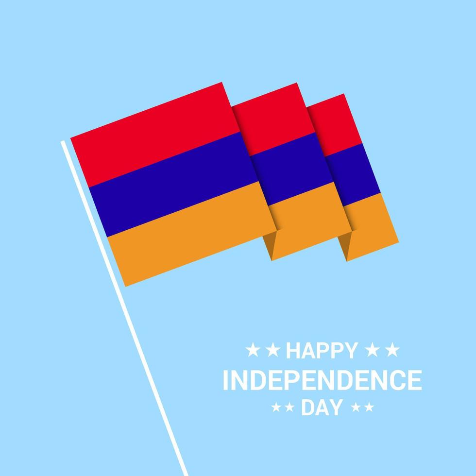 diseño tipográfico del día de la independencia de armenia con vector de bandera