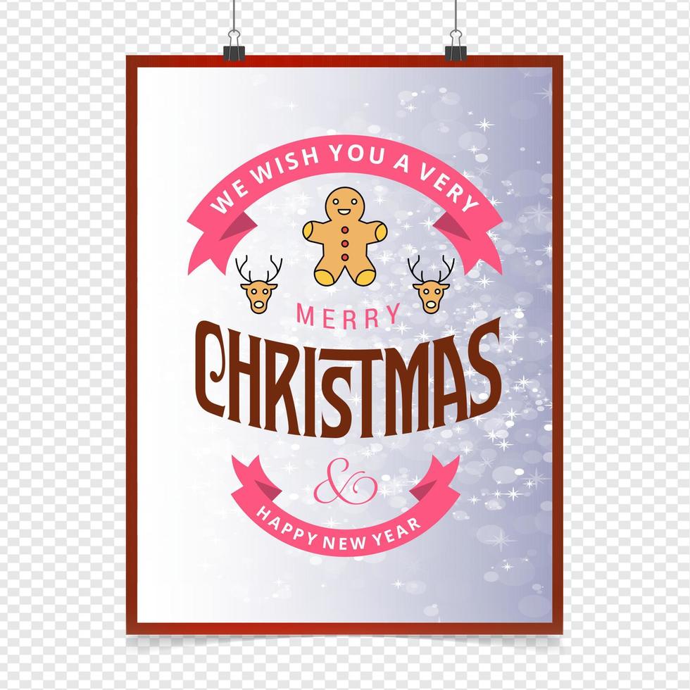 Merry Christmas card with creative design vector