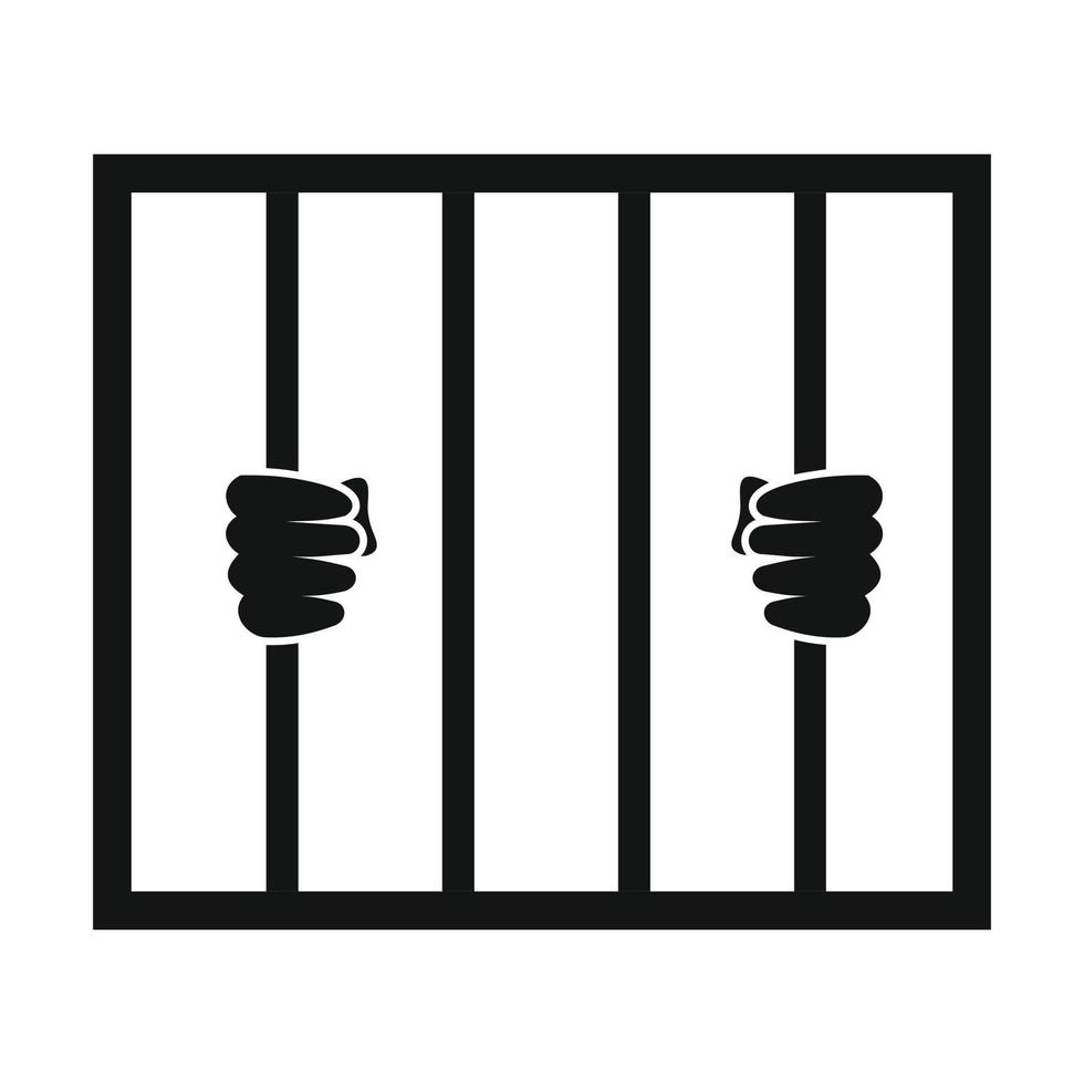 Hands holding prison bars icon vector