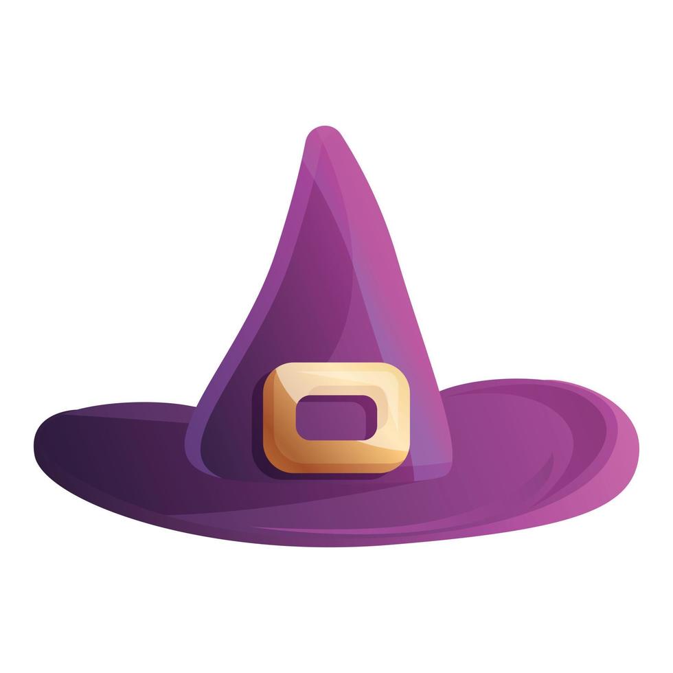 icono de sombrero de bruja mágica, estilo de dibujos animados vector