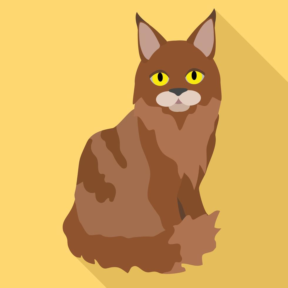 icono de gato maine coon, estilo plano vector