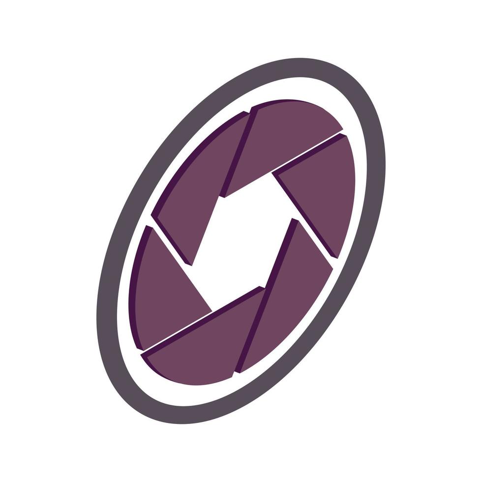 Camera aperture icon, isometric 3d style vector