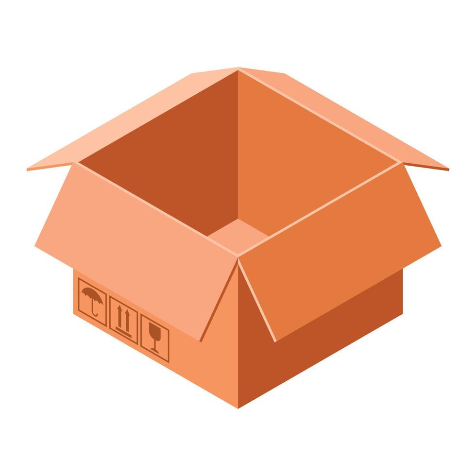 Cardboard box icon, isometric style vector