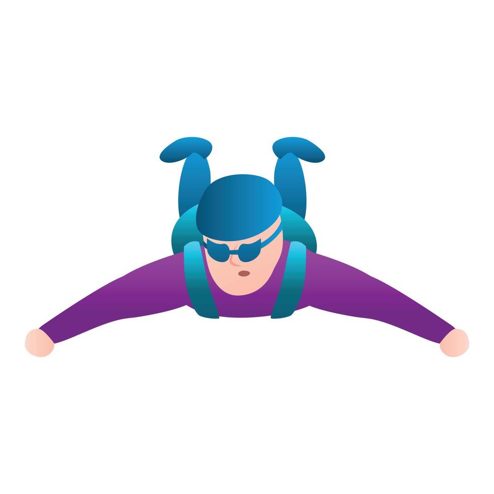 Skydiver freefall icon, cartoon style vector