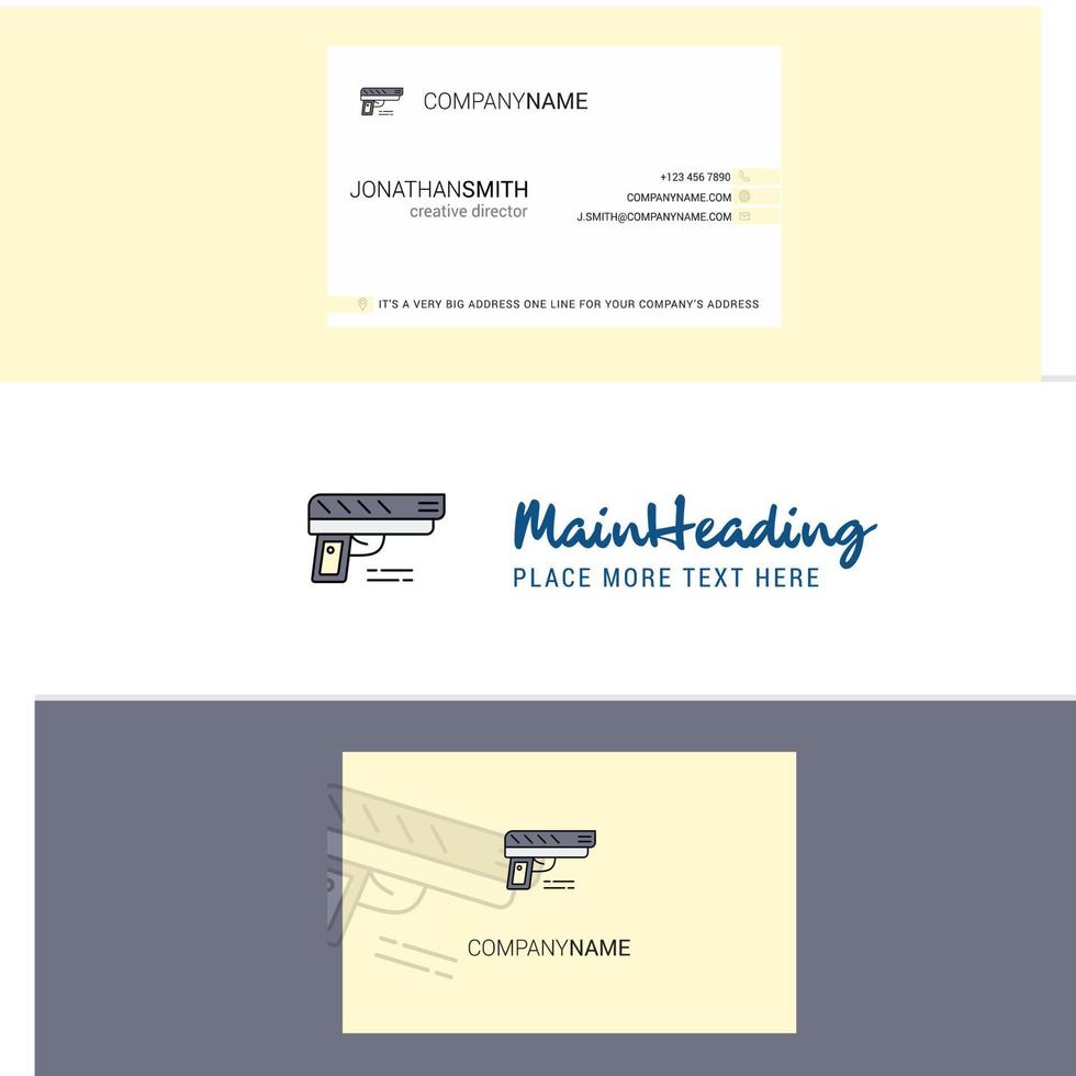 Beautiful Gun Logo and business card vertical Design Vector