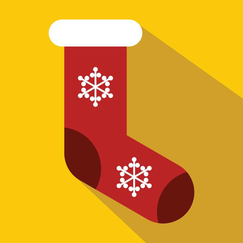 Red Christmas sock icon, flat style vector