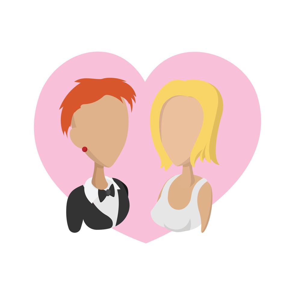 boda de un icono de dibujos animados de pareja lesbiana vector