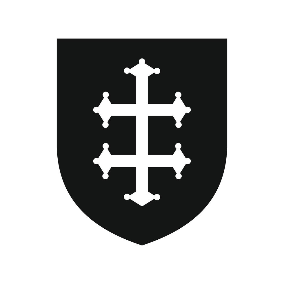 Heraldic cross of France on a shield icon vector