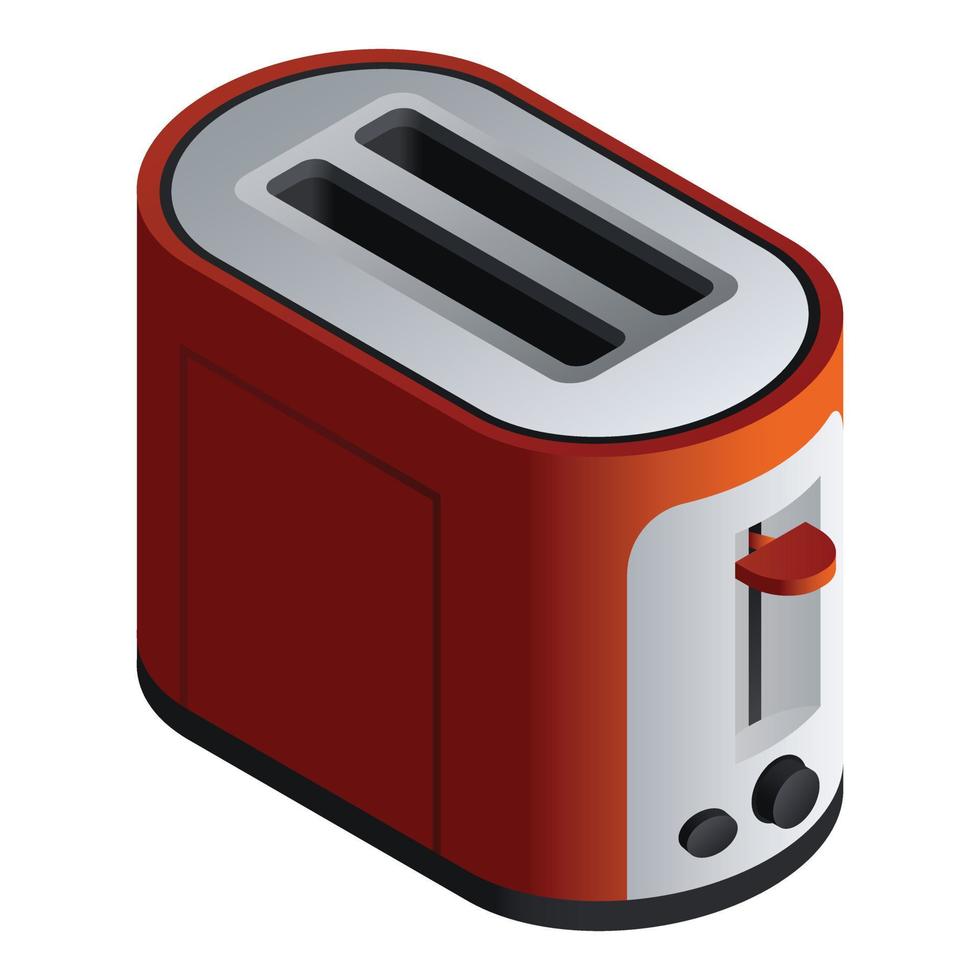 Red toaster icon, isometric style vector