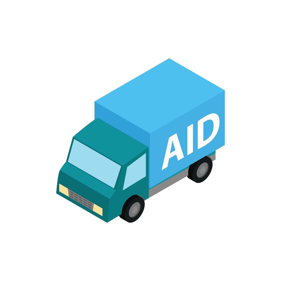 Car humanitarian aid icon, isometric 3d style vector